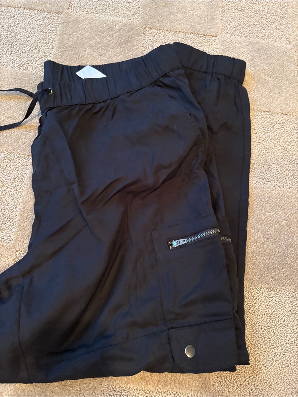BR “parachute” Black Drawstring Cargo Pants